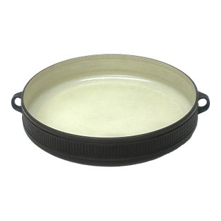 Huge Vintage Dark Brown Fluted Flamestone Casserole Dish by Dansk Denmark For Sale