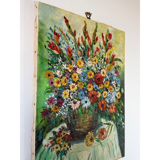 Vintage Impressionist Floral Still Life Oil Painting on Canvas - Unframed For Sale - Image 10 of 13
