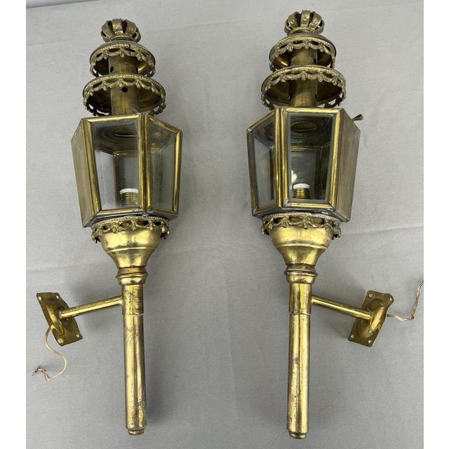 Antique French Glass Lantern Wall Sconces, Set of 2 For Sale - Image 3 of 14