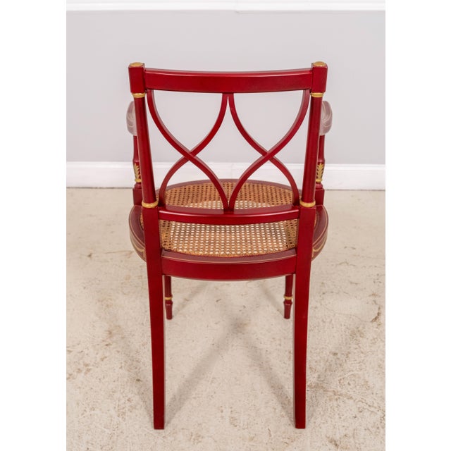 Pair Neoclassical Adams Style Hand Paint Decorated Armchairs For Sale - Image 4 of 18