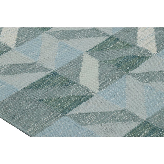 Rug & Kilim’s Scandinavian Style Rug in Blue and Gray With Geometric Patterns For Sale In New York - Image 6 of 7