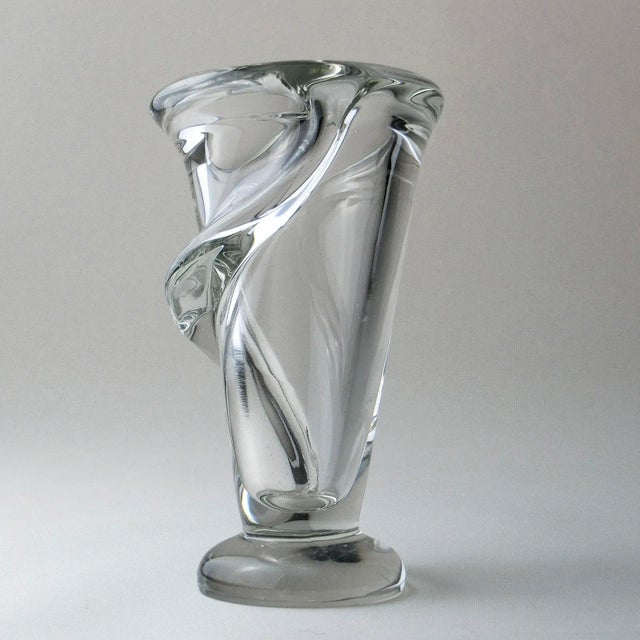 Hand-Blown Glass Vase in Crystal Lily by Art Vannes Le Chatel, France, 1950s For Sale - Image 4 of 7