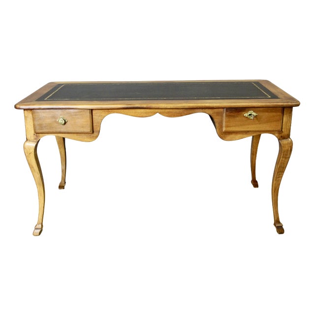 Louis XV Leather Walnut Desk, 1800s For Sale