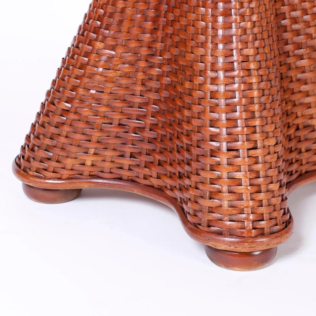 Wood Wicker and Rattan Stands - A Pair For Sale - Image 7 of 8