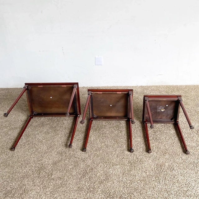 Brown Traditional Mahogany Nesting Tables From Bombay Company - Set of 3 For Sale - Image 8 of 11