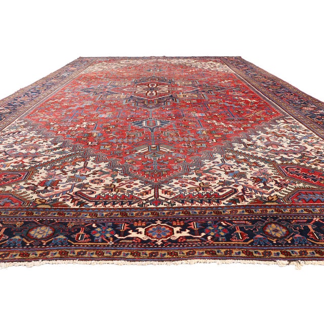 Modern Antique Persian Heriz Rug, 11'01 X 18'07 For Sale - Image 3 of 10
