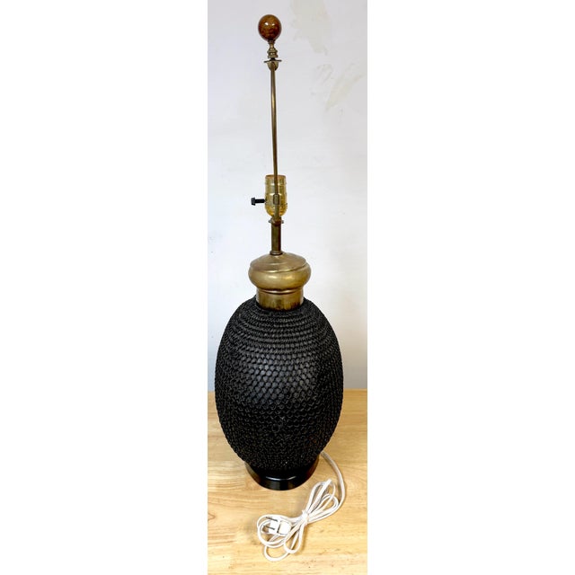 1960s French Brass & Metal Chain Mail Rounded Orb Lamp For Sale - Image 4 of 9