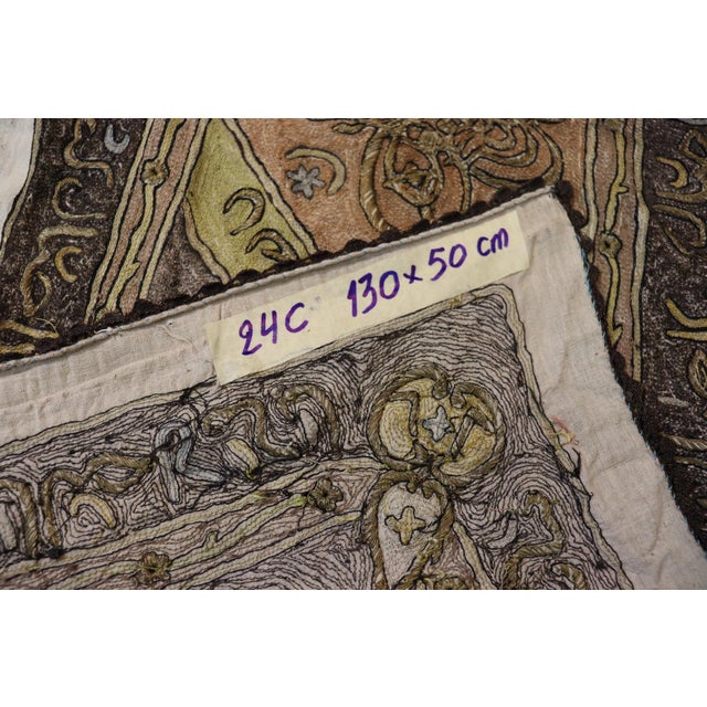 Metallic Thread Embroidered Wall Hanging, 1930s For Sale - Image 9 of 16