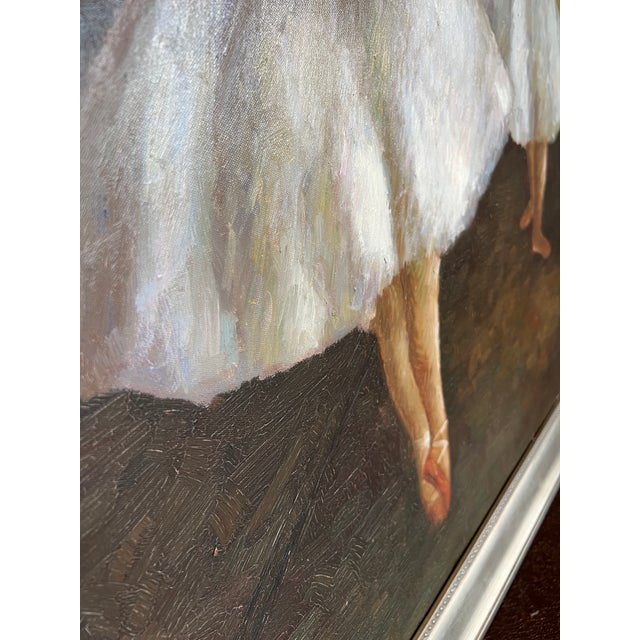 1990s Ballerina Dancers Degas Style Original Oil Painting, Framed For Sale - Image 17 of 17