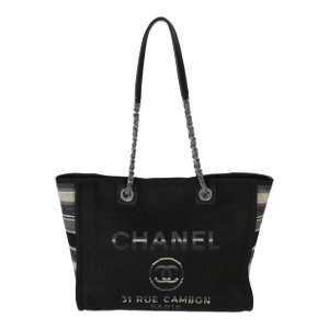 Blue Canvas Striped Small Deauville Shopping Tote