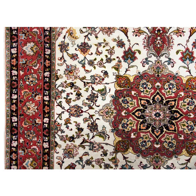 Vintage Persian Silk and Wool Tabriz Rug For Sale - Image 10 of 14