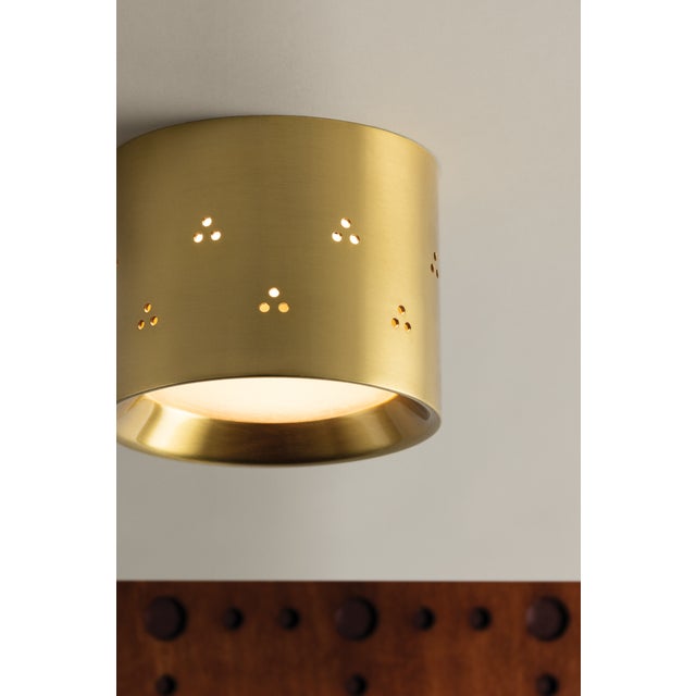 Brass Hudson Valley Lighting Edisto 4.5 in. 1 Light Flush Mount in Aged Brass Finish For Sale - Image 8 of 10