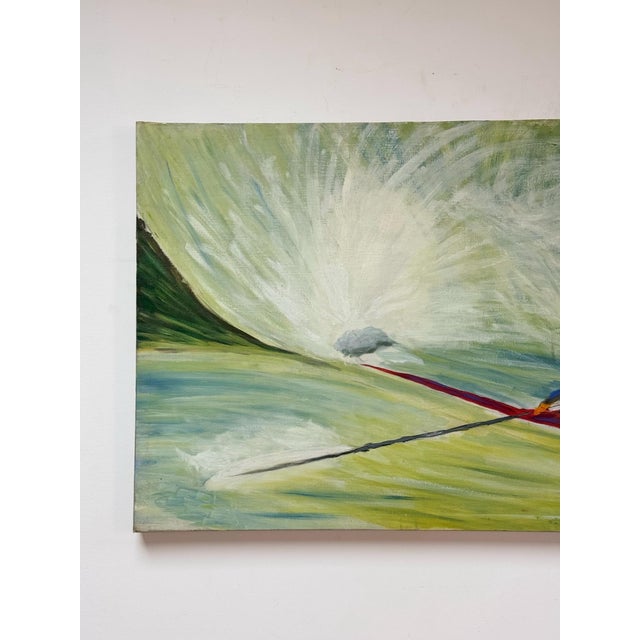Vintage Oil Painting Kayaker Expressionist Canvas Gestural J. Zuill Signed For Sale - Image 4 of 9