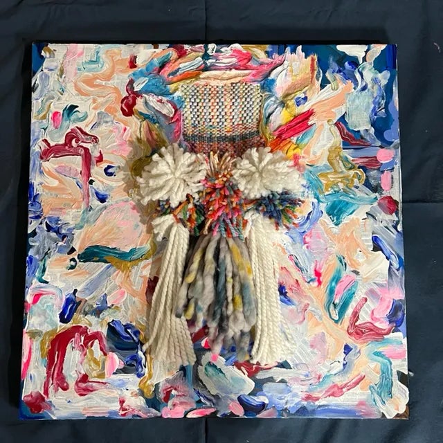 2020s "Joie De Vivre" Contemporary Original Abstract Mixed-Media Painting with Weaving by Lee Ten Hoeve For Sale - Image 5 of 5