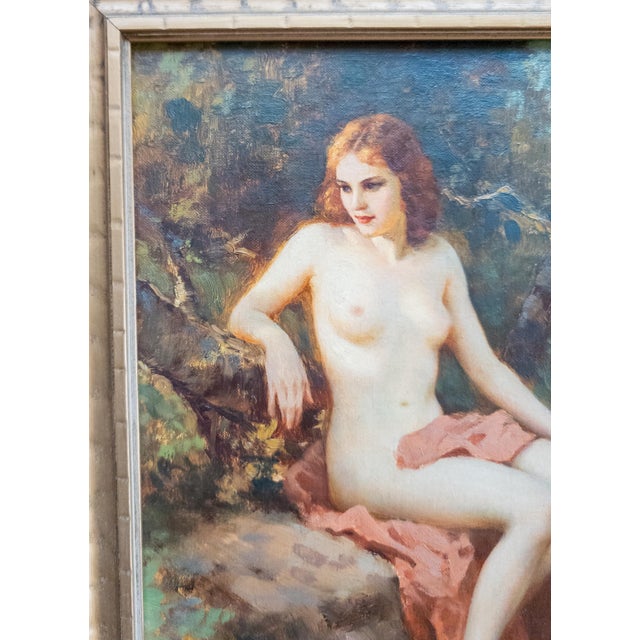 American 20th Century Oil Painting of a Nude Redhead by Joseph Tomanek For Sale - Image 3 of 12