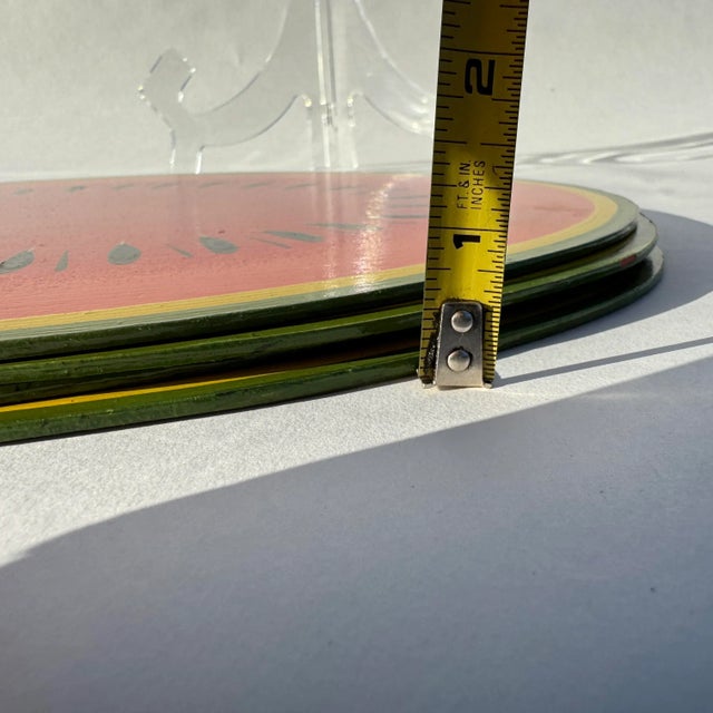 Lacquered Wood Watermelon Placemats With Rubberized Bottoms- Set of 4 For Sale - Image 9 of 10