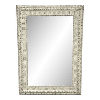 Embossed Geometric Pattern Wall Mirror For Sale