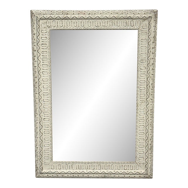 Embossed Geometric Pattern Wall Mirror For Sale