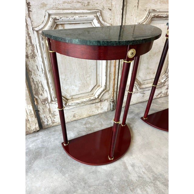 Traditional Empire Style Half-Moon Console Tables, 1990s, Set of 2 For Sale - Image 3 of 9
