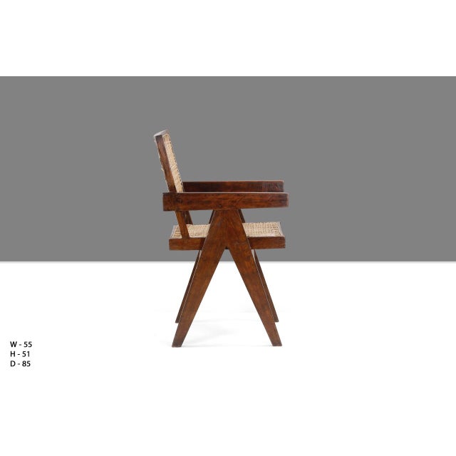 1950s Cane Desk Chairs by Pierre Jeanneret for Chandigarh, 1956, Set of 2 For Sale - Image 5 of 18