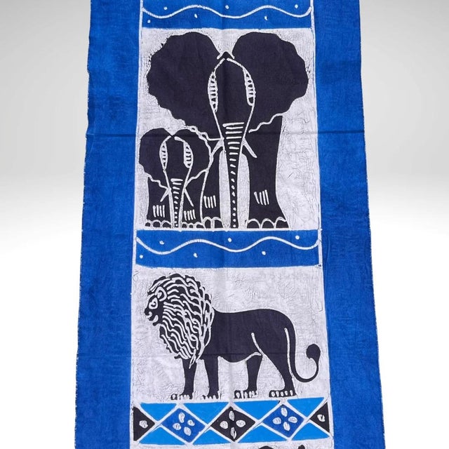 Early 20th Century Blue African Handprinted Table Runner For Sale - Image 4 of 12