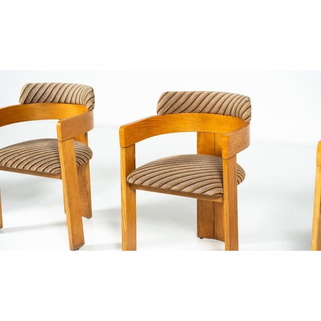 Armchairs in Wood and Fabric, Italy, 1970s, Set of 4 For Sale - Image 3 of 17
