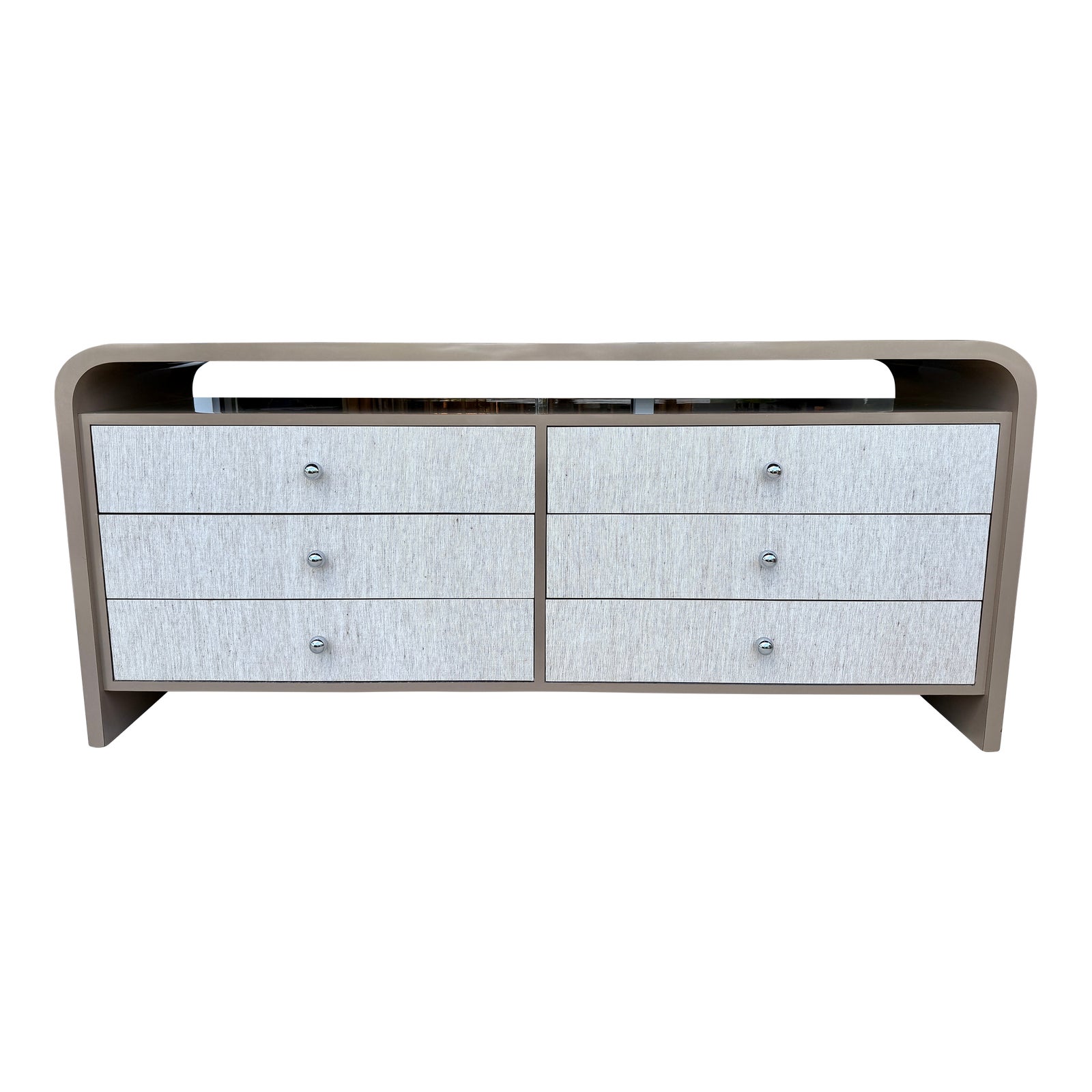 slim fit dress slacks Bone Inlay Waterfall Style Chest of Drawers Dresser Grey Strip Pattern –  Make My Piece main image 1