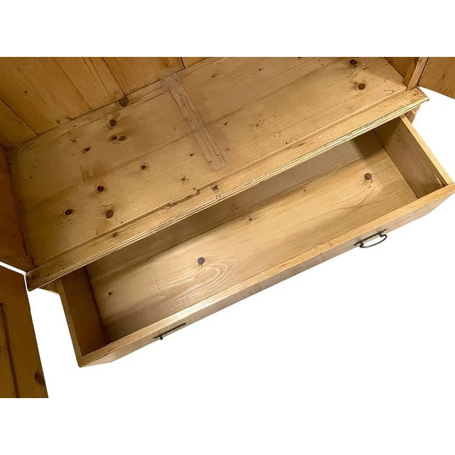 Antique French Pine Twoo Door Armoire Drawer to Base For Sale - Image 11 of 12
