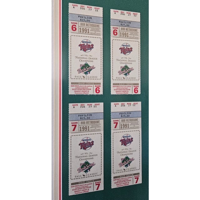 Minnesota Twins World Series Homer Hanky rally towel framed with ticket stubs.