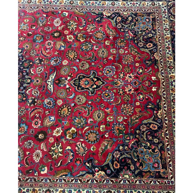 Large Hand-Knotted Persian Kerman Wool Rug, Floral Medallion Design For Sale - Image 4 of 8