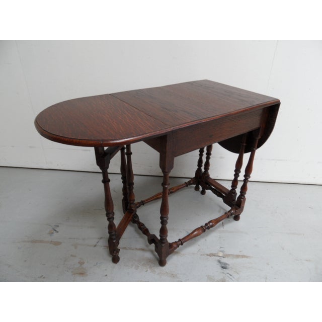 Antique Oak Dropleaf Side Table, 1890s For Sale - Image 5 of 9
