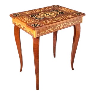 1960s Maurice Rogge Italian Inlaid Marquetry Side Table With Secret Storage Compartment For Sale