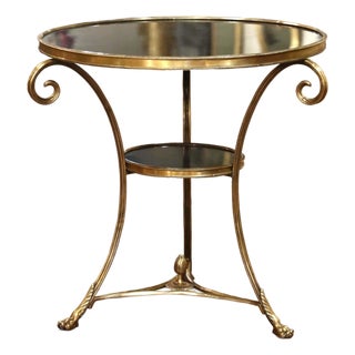 Early 20th Century French Directoire Brass and Bronze Two-Tier Guéridon Table For Sale