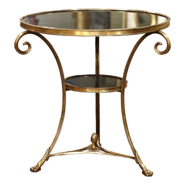 Early 20th Century French Directoire Brass and Bronze Two-Tier Guéridon Table For Sale