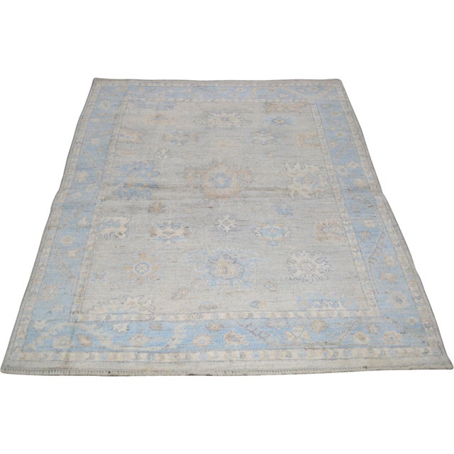Traditional Oushak Hand Knotted Wool Rug, 5'x7' For Sale - Image 3 of 6