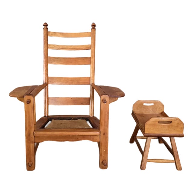 Cushman Colonial Lounge Chair & Stool, Herman DeVries, 1930s For Sale