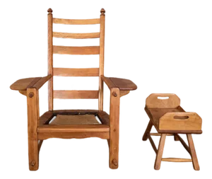 Cushman Colonial Lounge Chair & Stool, Herman DeVries, 1930s