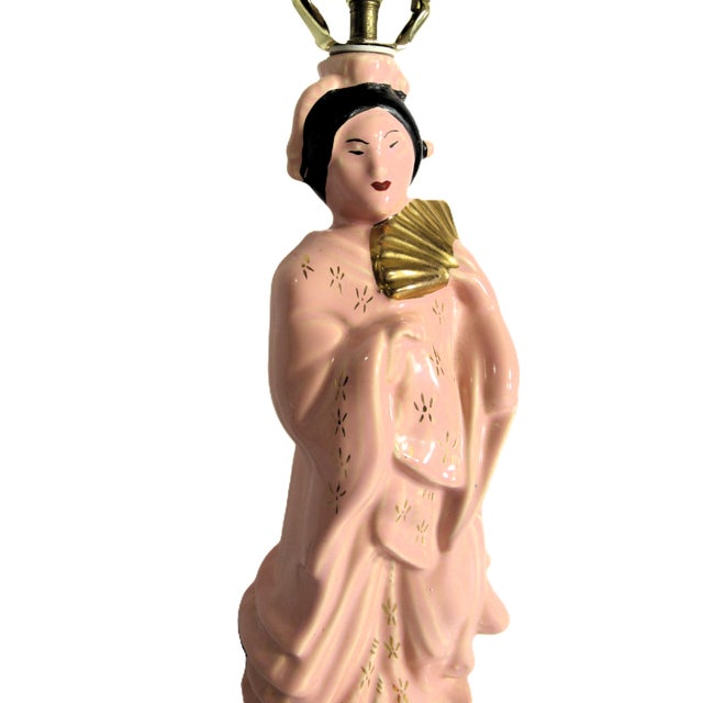 Figurative Mid 20th Century Asian Lady Lamp 1940 - 1950 For Sale - Image 3 of 11