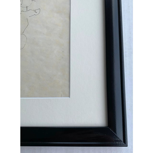 Contemporary Framed Nude With Bird After Picasso Line Drawing For Sale - Image 3 of 5