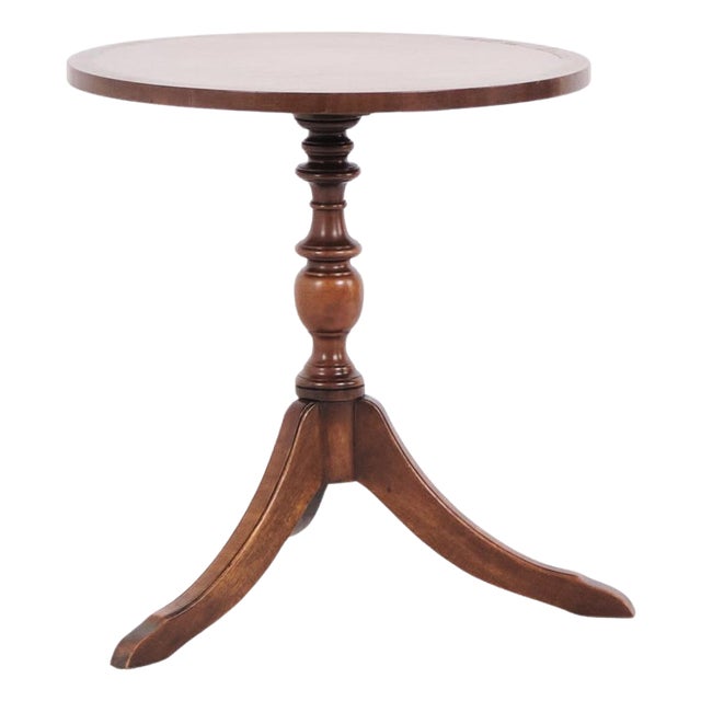 Antique Side Table in Mahogany with Turned Column, 1890s For Sale