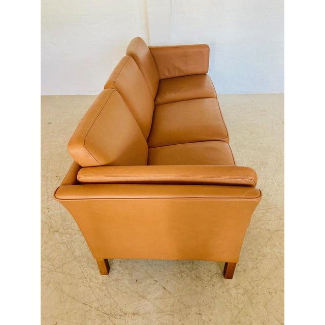 Mid-Century Danish Cognac Three Seater Sofa by Morgans Hansen For Sale - Image 15 of 18