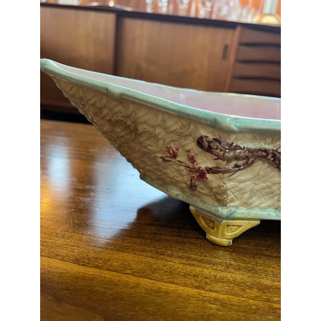 Antique Late 19th Century English Joseph Holdcroft Majolica Dogwood Basket For Sale - Image 6 of 12