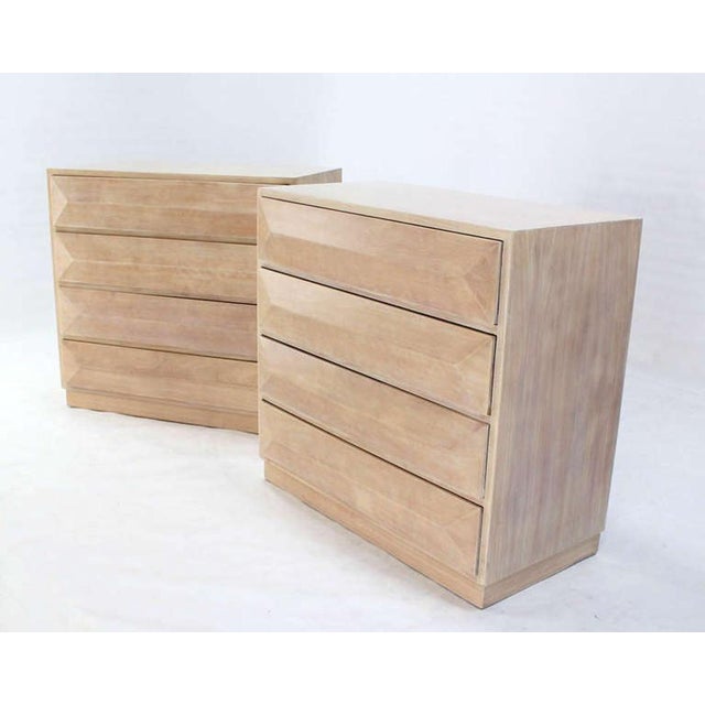 Tan Pair Solid Mahogany Raised Front Mid Century Modern Bleached Bachelor Chest MINT For Sale - Image 8 of 10