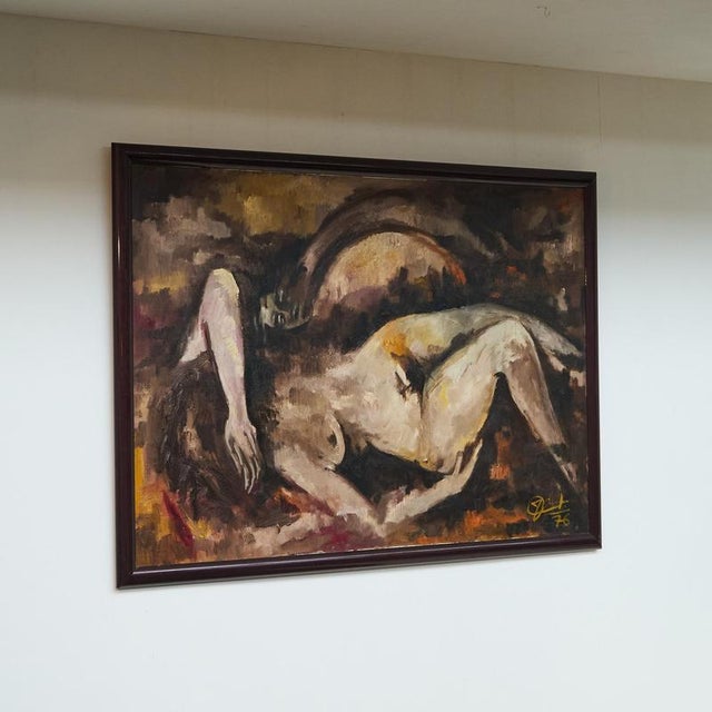 Joseph 'Zef' Clement, Large Expressionistic Nude, Oil on Canvas, 1976 For Sale - Image 9 of 10