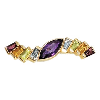 1960s Midcentury 14k Gold Rainbow Brooch Pin For Sale