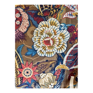 Schumacher 173520 Zanzibar Linen Print Cerulean Fabric 3 Yards For Sale