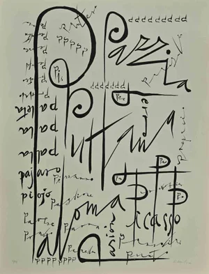 Rafael Alberti, Letter P, Lithograph, 1972