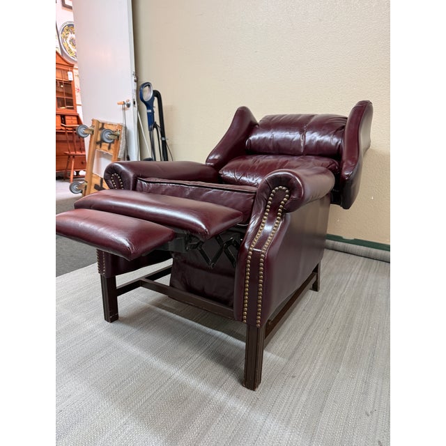 Bradington Young Chippendale Hi-Leg Recliner, Burgundy For Sale - Image 10 of 12