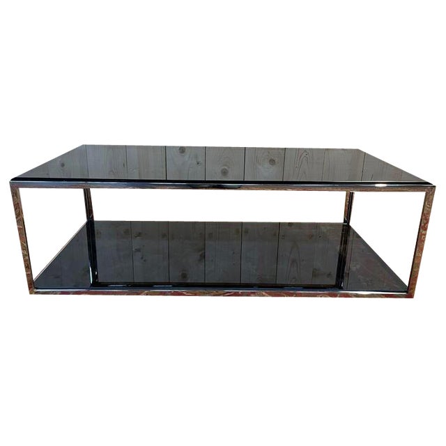 Chrome and Smoked Glass Coffee Table, 1970 For Sale