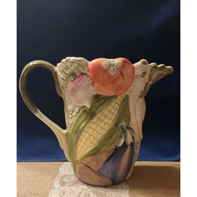 Fitz and Floyd Vintage 1986 Fitz and Floyd Vegetable Garden Ceramic Pitcher For Sale - Image 4 of 5